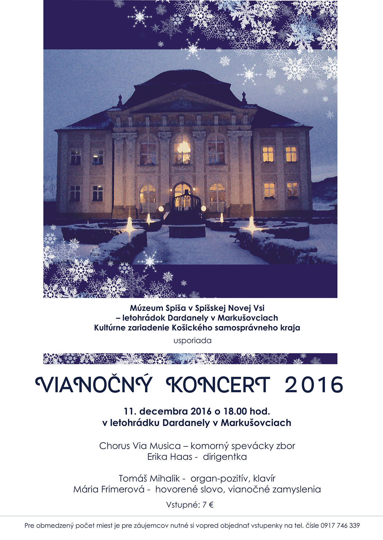 Pozvanka na Vianocny koncert 2016 v Letohradku Dardanely